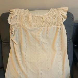 Cream Ruffle Sleeve Women's Top